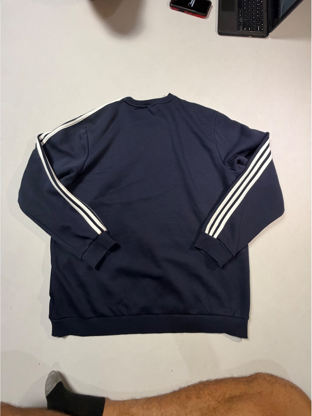 Adidas Essentials 3-Stripes Navy Sweatshirt Size XXL - Picture 7 of 7